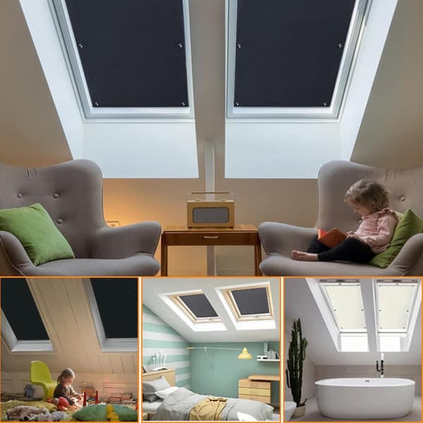 Svart blendingsgardin 60x93cm UV-beskyttelse Termisk isolert vinduspanel for sovesal soverom tak lysreduserende blokker