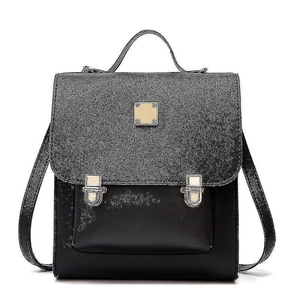 2-in-1 Crossbody Bag Shoulder Bag Multifunctional Retro Small Backpack#black