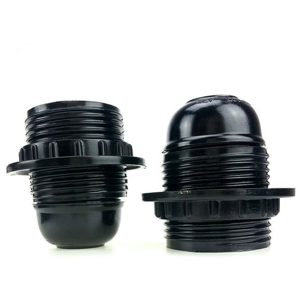 E27 lampeholder, 4 stk. E27 fatning, E27 sokkel, solid lampeholder, sort fatningsadapter, lampeholder dekoration cafe køkken cafeteria Indus
