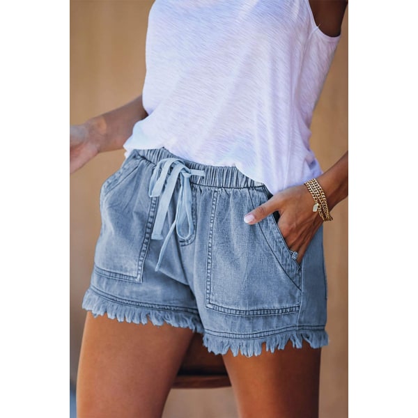 Kvinders bomuldshørshorts Elastikbånd Hotpants Sommerbrede korte bukser