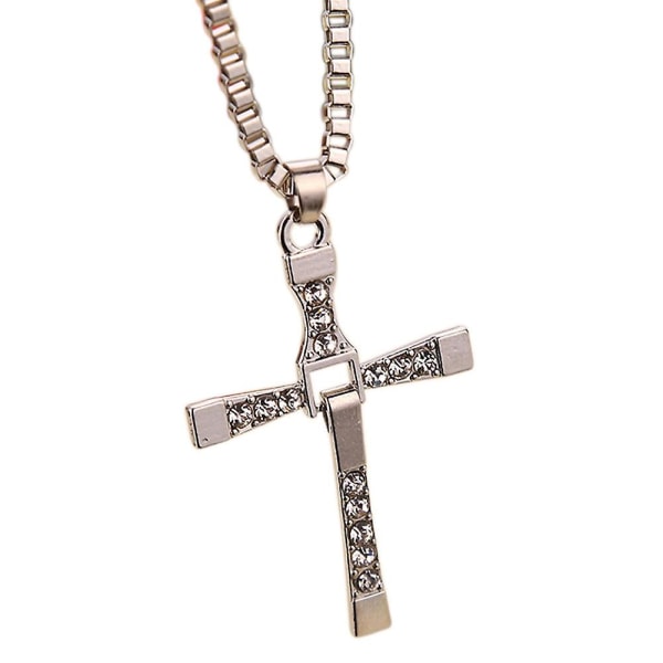 Christian Fast And Furious Dominic Toretto Cross Pendant Necklace Chain Silver