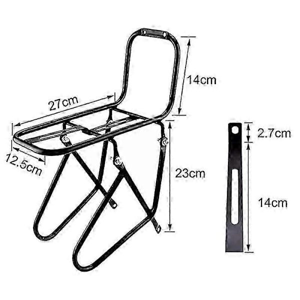 Bagagehållare för cykel fram, stål bagage touring lastbärare 15KG kapacitet mountainbike landsvägscykel bagagehylla Ra Black