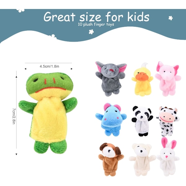10-pack Fingerdockor Set Söt Plyschdjur Baby Fingerdocka Sammet Handdocka Leksaker Barn Utbildnings Påskfest Tillbehör