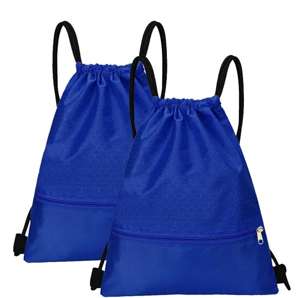 2 stk String Swim PE-taske, Sport Gym Sack Snøretaske Vandtæt Snøre Sportstaske med udvendig lynlås til Sport Strandferie Svømmerejser