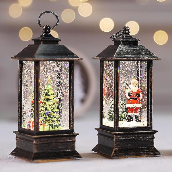 Den beste gaven Led julekrystall lys roterer glitter Xmas liten lanterne | Fruugo Au-1 (Snømann)