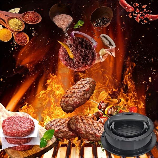 Non-Stick 3-i-1 Burger Press Formset för Kött & Grönsaksbiffar, Livsmedelssäker