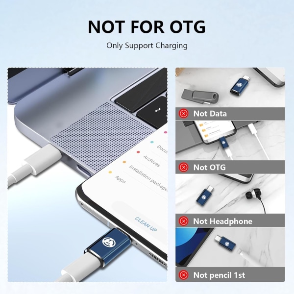 Lightning til USB-C Adapter - PD Rask Lading, Kompatibel med iPhone 15/iPad/MacBook