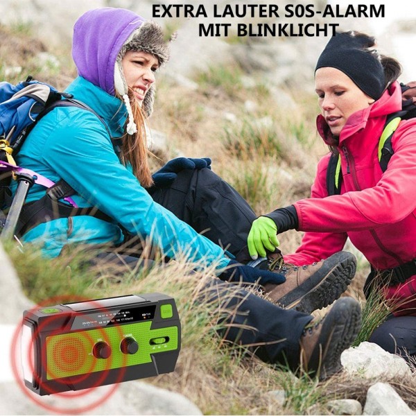 Solar Radio AM/FM Krankradio Bærbar USB-nødradio med 4000mAh batteri og håndholdt generator til campingrejser