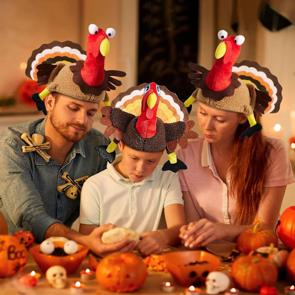 Tackgiving Turkey Beanie Stickad Hatt, Tackgiving Turkey Hatt för Kvinnor & Män, Tackgiving Nyhetshattar, Tackgiving Kostymhattar
