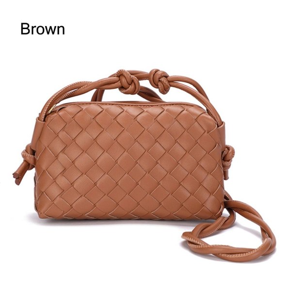 Kvinners Crossbody Bag PU Flettet BRUN Brown