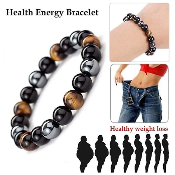 2 kpl Tiikerinsilmä Triple Bracelet Triple Power Protection Bracelet Hematiitti Obsidiaani Ja Tiikerin Silmä Triple Protection Bracelet