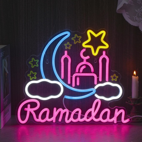 Kuulinnan neonkyltti Ramadan Festival Valaistu ikkunakoristeet LED-valokyltit