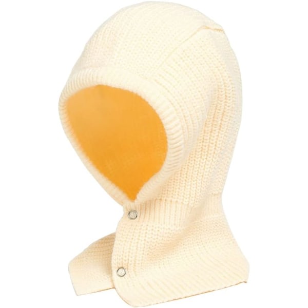 Balaclava stickad tröja cap vinter varm huva halsduk mössa för kvinnor män (beige)
