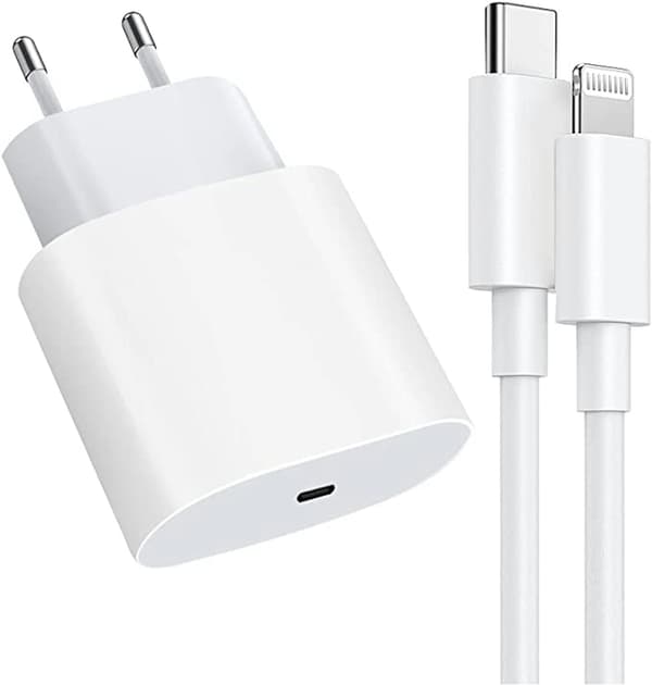 2-pakning - Lader for iPhone - Rask lader 20W med 1m kabel silver