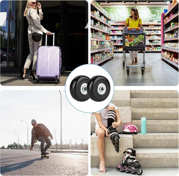 Pakke med 4 kufferthjul, erstatningshjul til bagage | Reservedele til kufferthjul 45 mm, gummihjul til bagage
