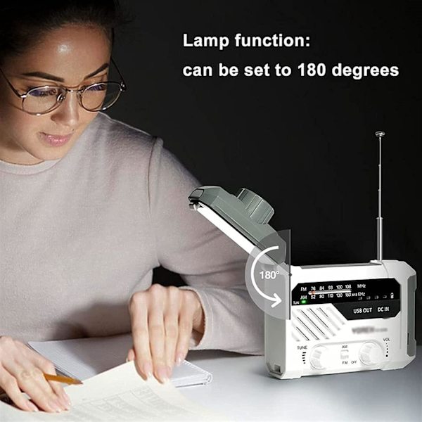 Nödradio, vevradio med ficklampa, AM/FM väderradio med 2000mAh powerbank