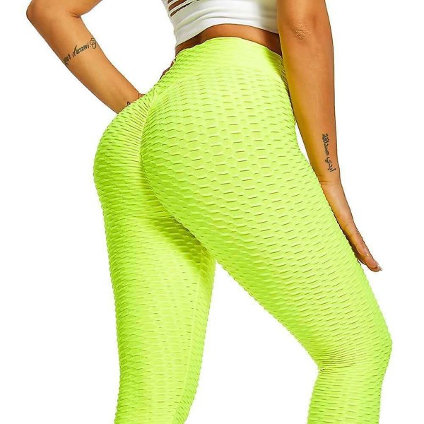 Kvinnors Leggings Yogabyxor med hög midja Tiktok Scrunch Butt Jacquard Ruched Booty Tights Mage Control Butt Lift Grå Vit Svart Lila Fitn Green Green S