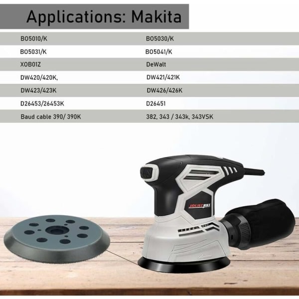Makita slipeskive 125mm 8-hulls slipeplate Makita 5" slipepute for Makita Bo 5041, M9202B, Bo5030 Dksfjkl