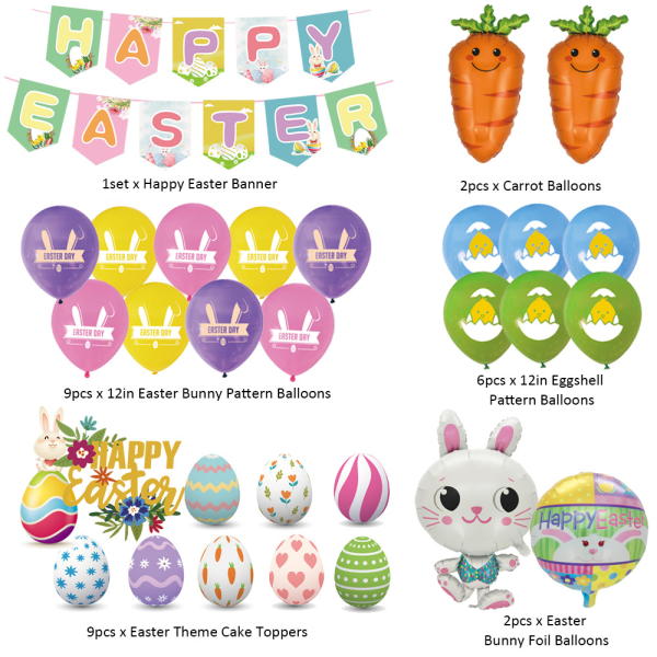 Easter decoration set, happy easter banner