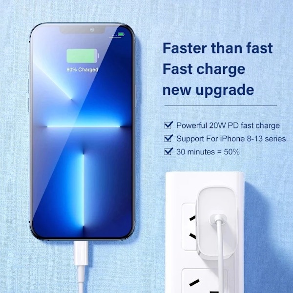 20W Original USB-C Snabbladdare för iPhone 11 12 13 14 Pro Max mini Typ C Snabbladdning för iPhone 8 Plus XR XS MAX USB-C Kabel