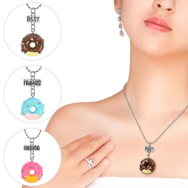 3 stk. Charm Halskæde Donut Halskæde 3 Venskabs Halskæde Børnehalskæde Piger Venskabs Halskæde Venskabs Halskæde 3