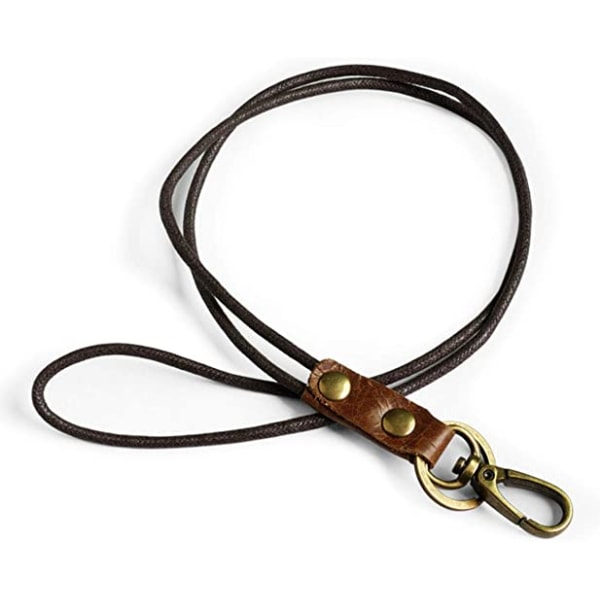 Læder lanyard-vintage læder nøglering med metal hummer og nøglering
