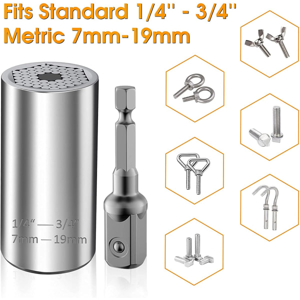 Super Universal Socket, Gaver til Mænd Far Ham Kæreste, Seje Ting Gadgets til Mænd Fødselsdag Fars Dag, Professionel Socket(7mm-19mm)