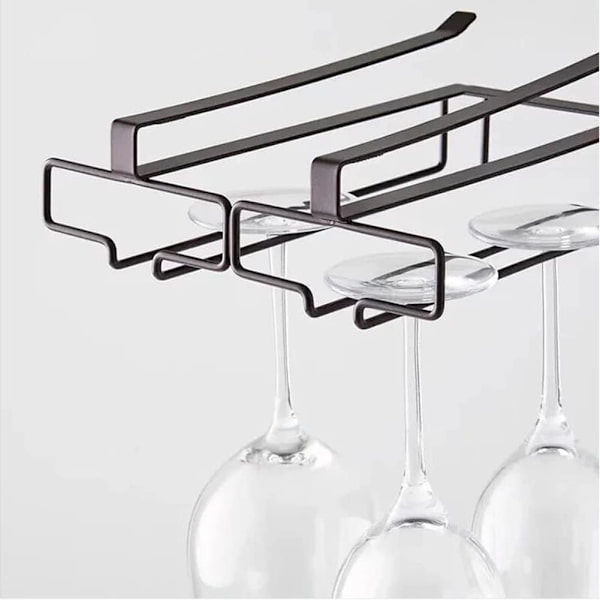 2-pack Hängande Vin Glasställ, Displayställ för Bar Köket (Svart)