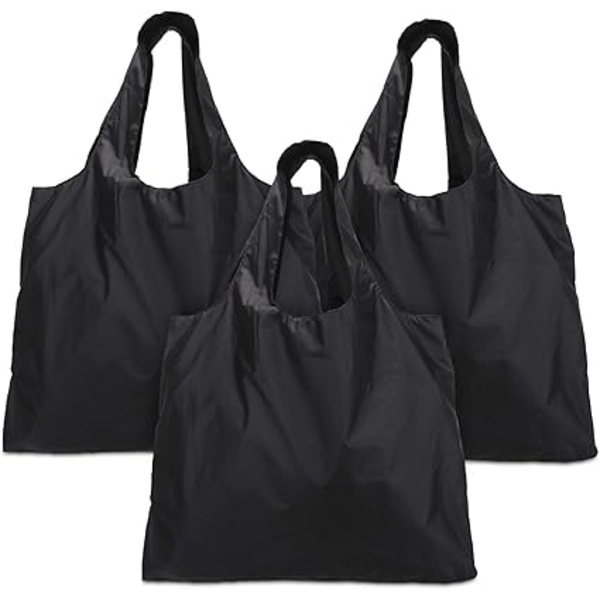 3 genanvendelige indkøbsposer, foldbar shopper med syet taske,