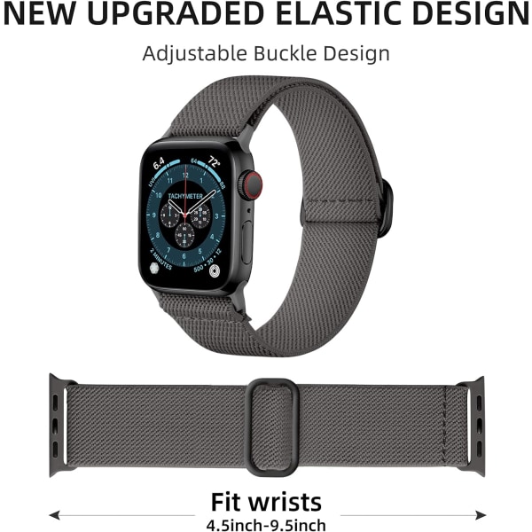 3-pack elastisk bånd kompatibelt med Apple Watch-bånd 45 mm mørk grå/hvit/svart 42mm/44mm/45mm/49mm Dark Gray/White/Black