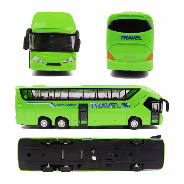 Legetøjsbus, stor legering diecast legetøjsmodel med lys og musik / 1:50 skala pull-back motorcoach bus, busgaver til drenge, piger, børn