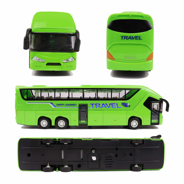 Leksaksbuss, stora legerade formgjutna mould med ljus och musik / 1:50 skala Pull-Back buss, busspresenter för pojkar, flickor, barn