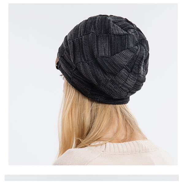 Lue for menn og kvinner Vinter varme luer Strikket Slouchy Tykk Skull Cap（svart）