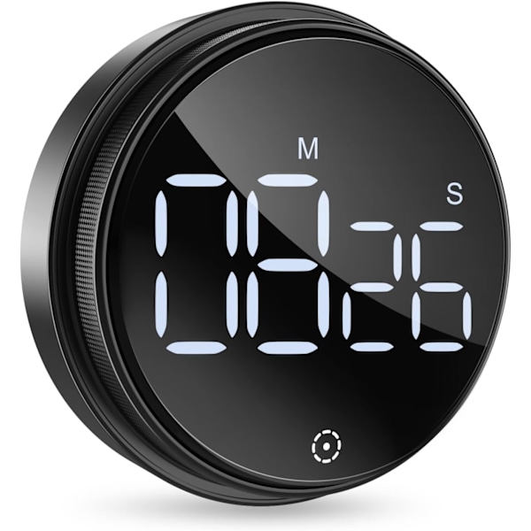 Magnetisk Køkken Timer, 3\" LED Køkkenur, Korttidsmåler, Æg Timer med Foldbar Holder, Skridsikre Puder, 3 Lydstyrke Niveauer