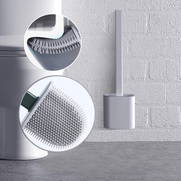 WC-harja- ja set Seinälle kiinnitettävä, syväpuhdistava silikoni, taipuva wc-kulhoharja  50d9 | Fyndiq