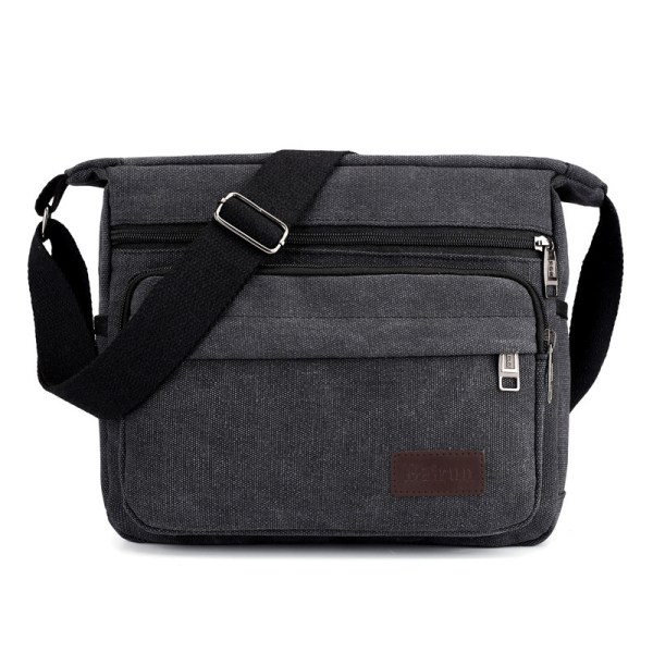 Vandtæt Messenger Skuldertaske Medium, Multi Lommer Lærred Crossbody Taske til Mænd til Kvinder, Casual Herre Taske (M)