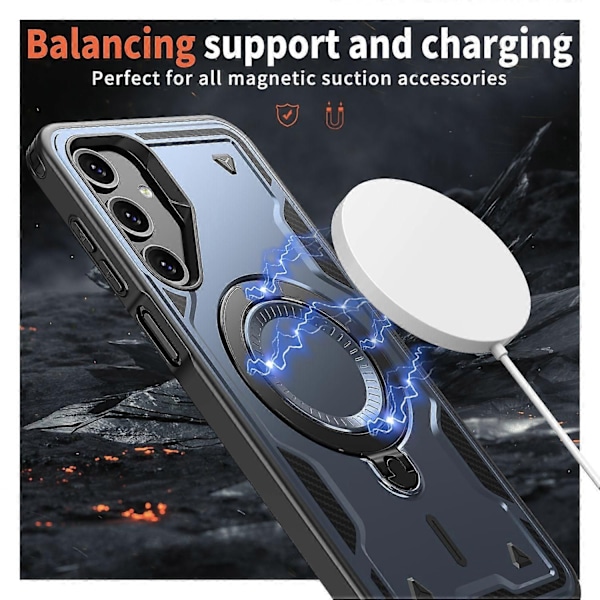 Mobilskal för Samsung Galaxy A16 4G/5G, kompatibelt med MagSafe militärt skydd PC+TPU stativ - WELLNG Style F