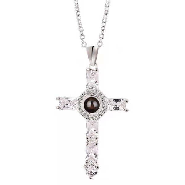 Unisex Crystal Cross anheng projeksjon halskjede kjede religiøse smykker gave til kristne