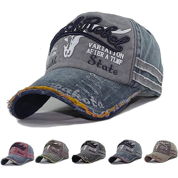Cap cap Vintage cap i bomull Unisex Distressed Snapback Trucker Hat