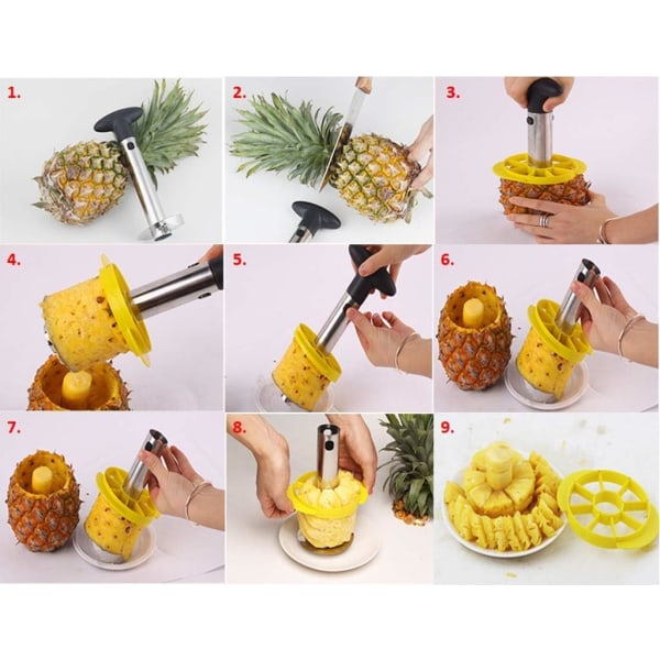 Ananas Cutter, 1 stk. Ananas Cutter, Rustfrit Stål Ananas Skræller, Ananas Skræller Skærer, til Hjem og Køkken (Sølv)