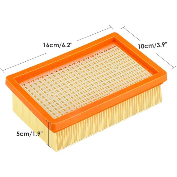 Isincer 3-pakning flate plisserte filtre for Karcher multifunksjonsstøvsuger MV4 MV5 MV6 WD4 WD5 WD6 våt-/tørrstøvsuger - erstatter 2.863-005.0