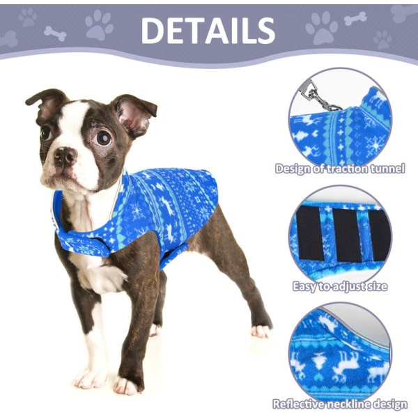Klassinen jouluinen koiran villapaita Pieni keskikokoinen lemmikkivaatteet kylmällä säällä koiran liivi koiran talvitakki asu XS-XL Sininen-L