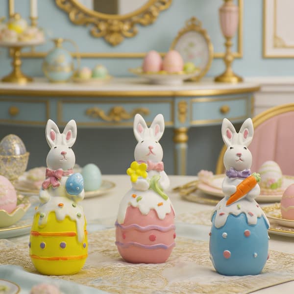 3 stk. påskeeggkaninfigurer - fargerik vårdekorasjon 3pcs Easter Egg Bunny