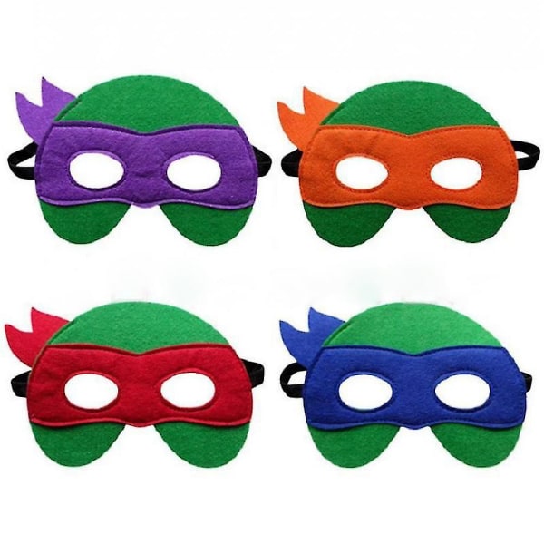 Halloween tegneseriefilt for tenåringsmutante ninjaskilpaddemasker, pakke med 4
