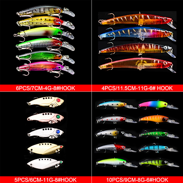 25 st fiskedrag wobblers, blandade minnow, flerfärgade wobblers