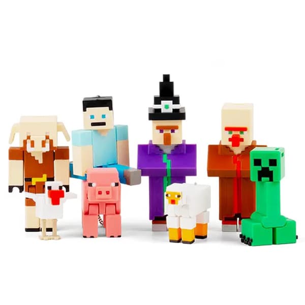 3D-printad Minecraft Creeper-figur med rörliga leder, samlarfigurleksak för spelfans White Sheep