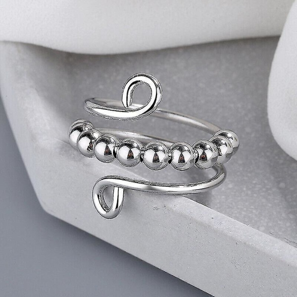 To My Daughter - Drive Away Your Anxiety Circle Beads Fidget Ring Justerbar (Färg: Silver)