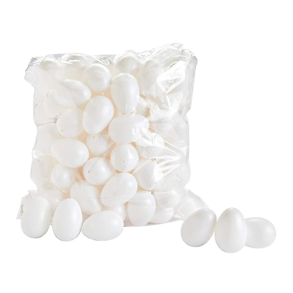 50 Koristemunaa 6 cm Muoviset munat Koristele Kodin sisustus Valkoinen