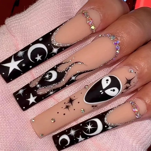 Baby lösnaglar med Sakura Design Matt Full Cover Stick on Nails för kvinnor