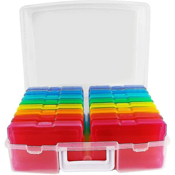 Fotoboks Oppbevaring Fotoboks Fotobeholder Fotoarrangør Plastbeholder med 16 fotobokser